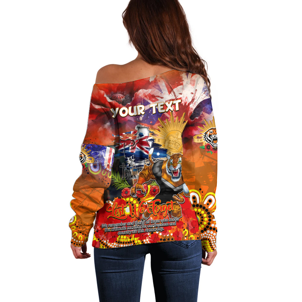 Personalised Australia Rugby Tigers ANZAC Off Shoulder Sweater Wests Scratch Style - Vibe Hoodie Shop