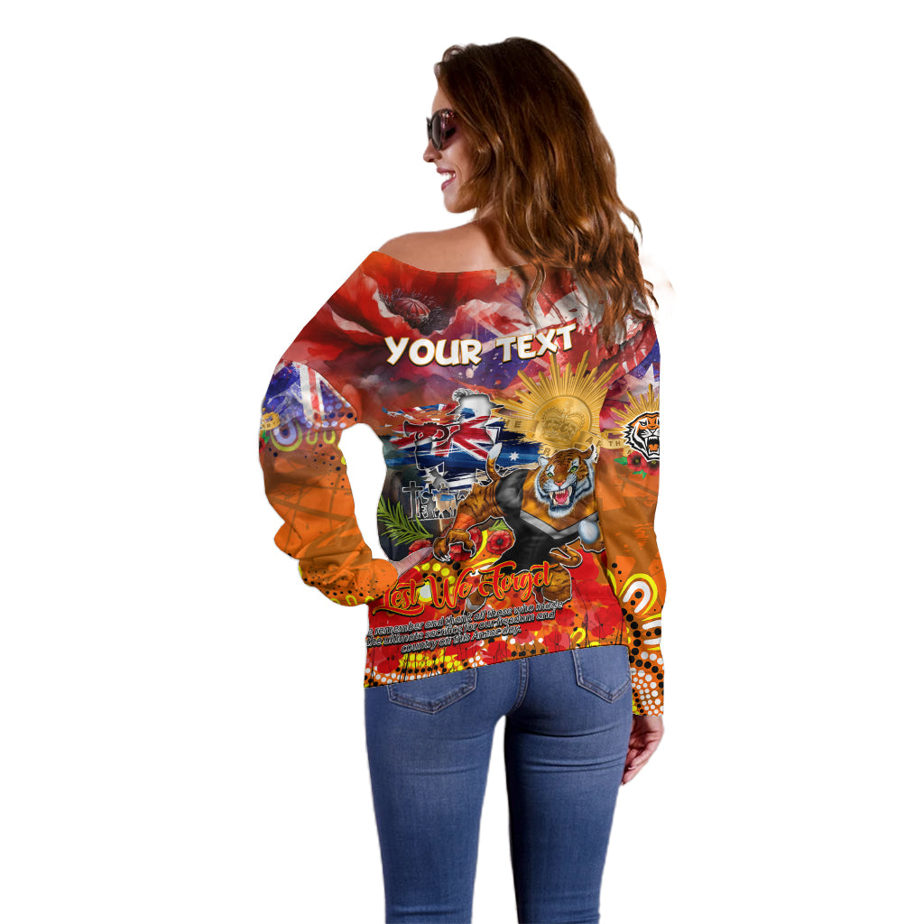 Personalised Australia Rugby Tigers ANZAC Off Shoulder Sweater Wests Scratch Style - Vibe Hoodie Shop