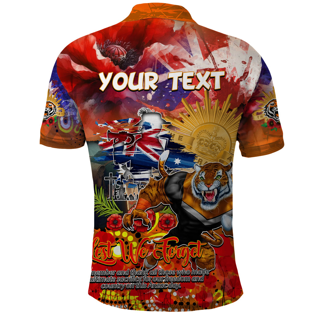Personalised Australia Rugby Tigers ANZAC Polo Shirt Wests Scratch Style - Vibe Hoodie Shop