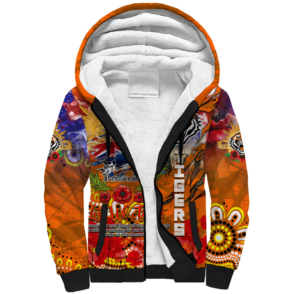 Personalised Australia Rugby Tigers ANZAC Sherpa Hoodie Wests Scratch Style - Vibe Hoodie Shop