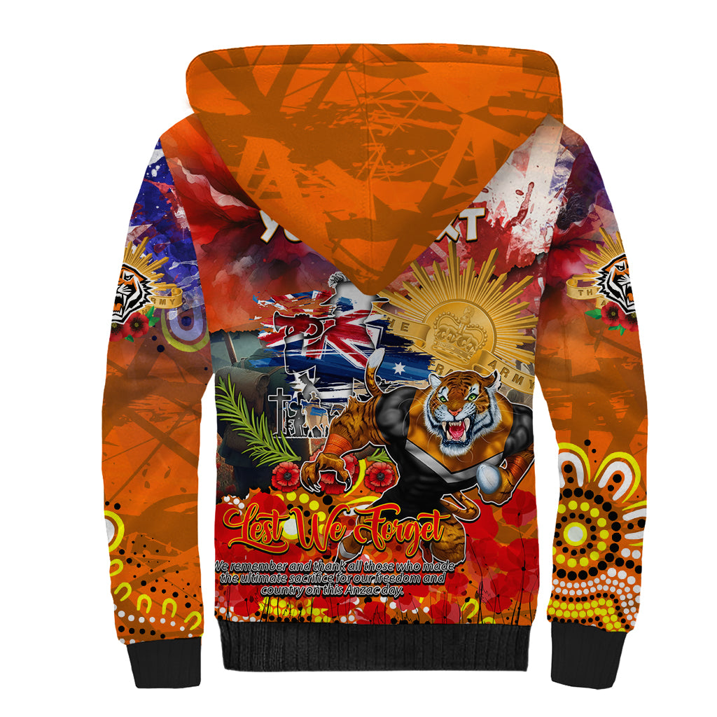 Personalised Australia Rugby Tigers ANZAC Sherpa Hoodie Wests Scratch Style - Vibe Hoodie Shop
