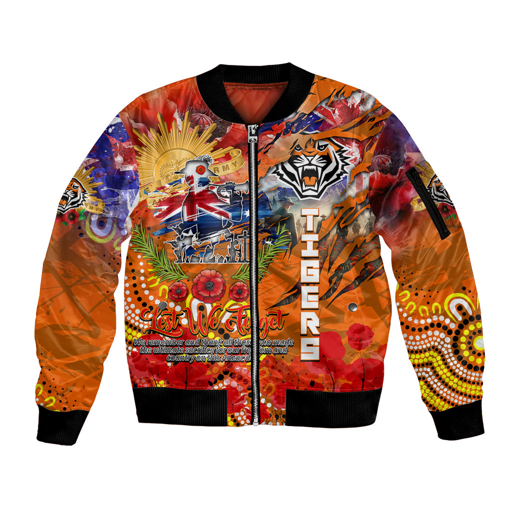 Personalised Australia Rugby Tigers ANZAC Sleeve Zip Bomber Jacket Wests Scratch Style