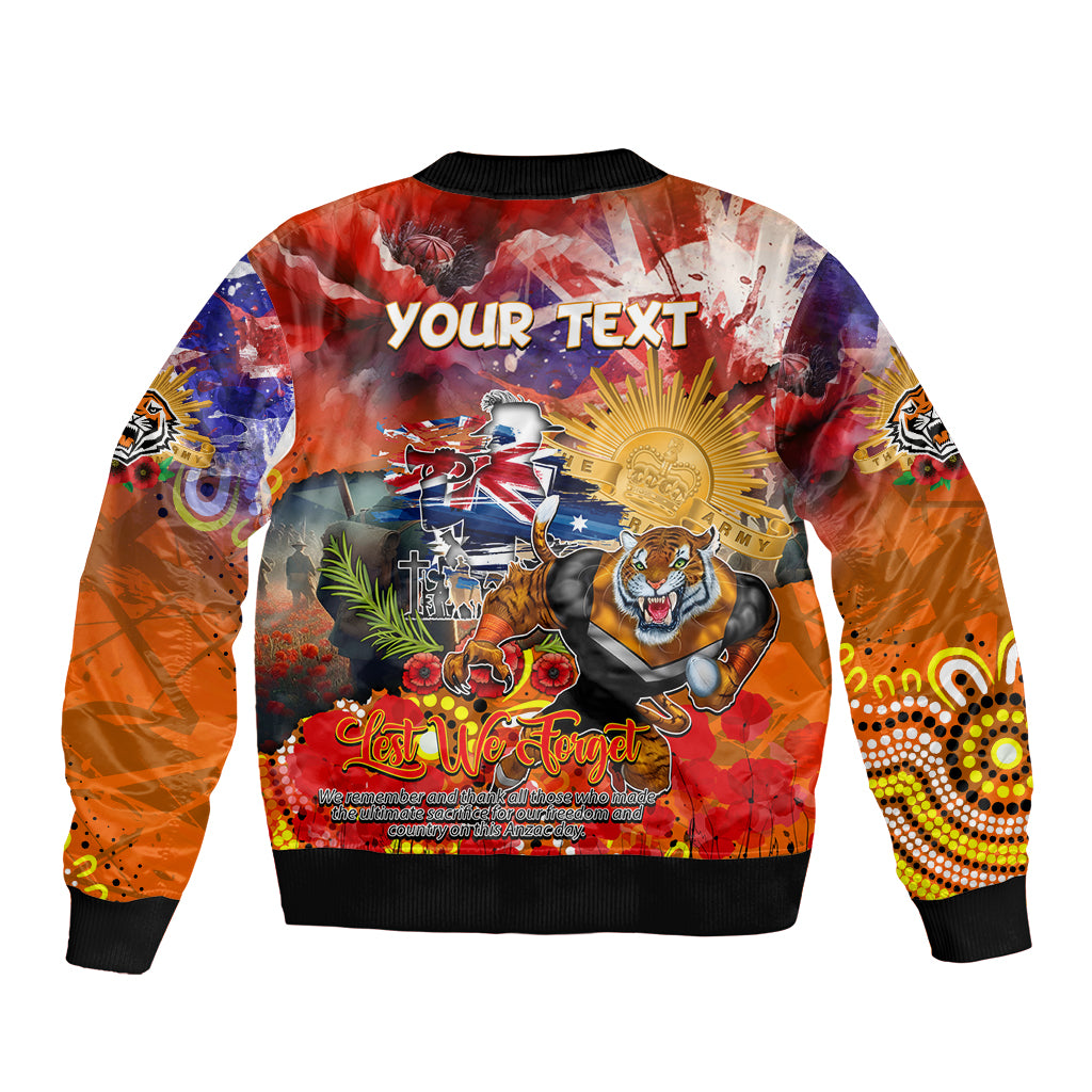 Personalised Australia Rugby Tigers ANZAC Sleeve Zip Bomber Jacket Wests Scratch Style