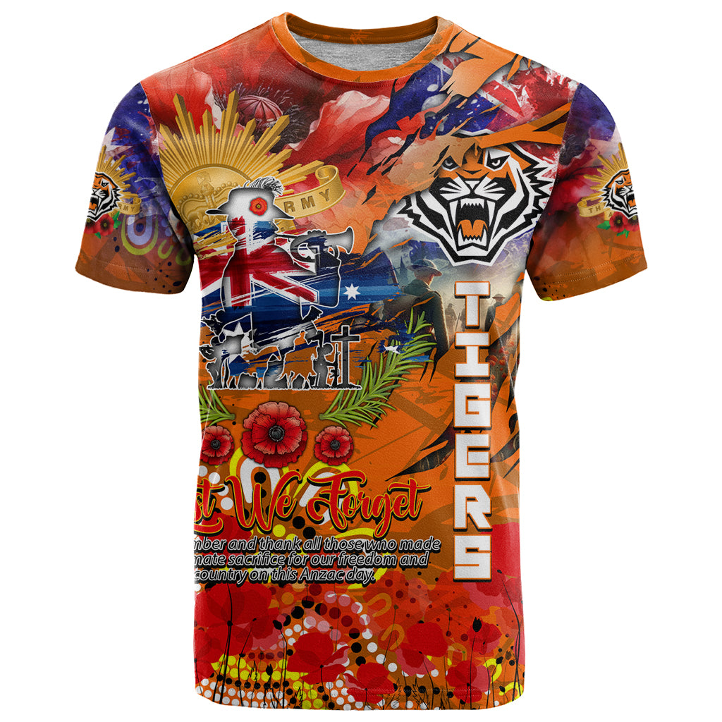 Personalised Australia Rugby Tigers ANZAC T Shirt Wests Scratch Style - Vibe Hoodie Shop