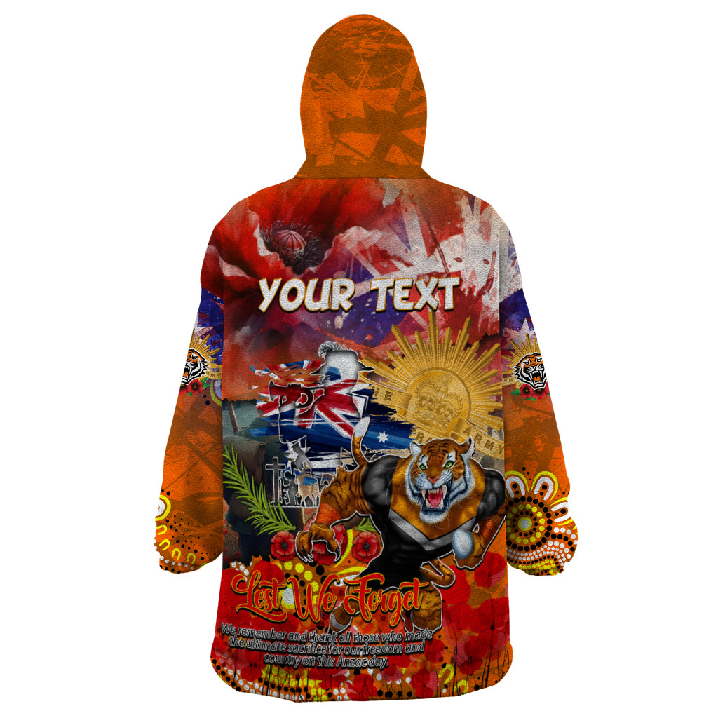 Personalised Australia Rugby Tigers ANZAC Wearable Blanket Hoodie Wests Scratch Style - Vibe Hoodie Shop