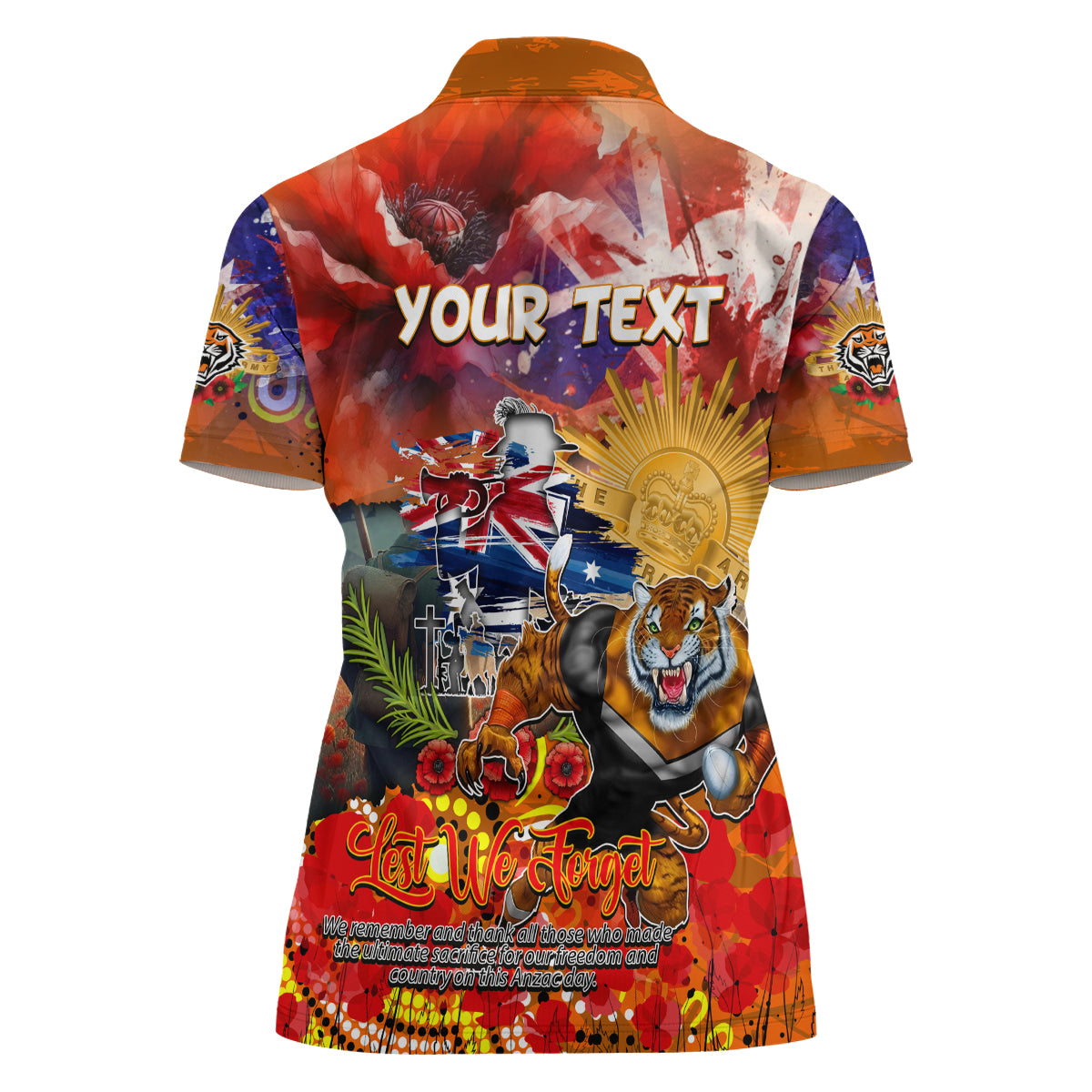 Personalised Australia Rugby Tigers ANZAC Women Polo Shirt Wests Scratch Style - Vibe Hoodie Shop
