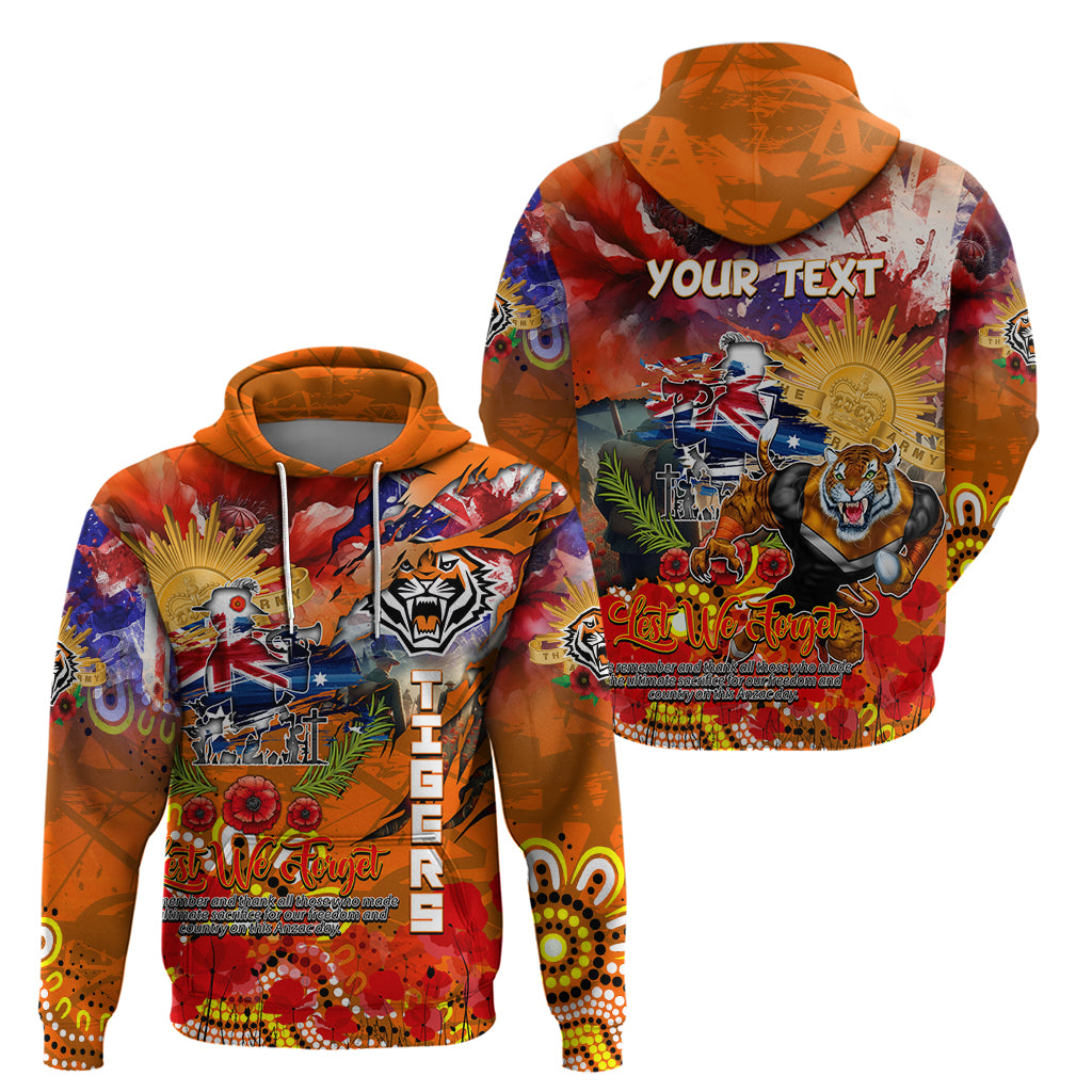 Personalised Australia Rugby Tigers ANZAC Zip Hoodie Wests Scratch Style - Vibe Hoodie Shop