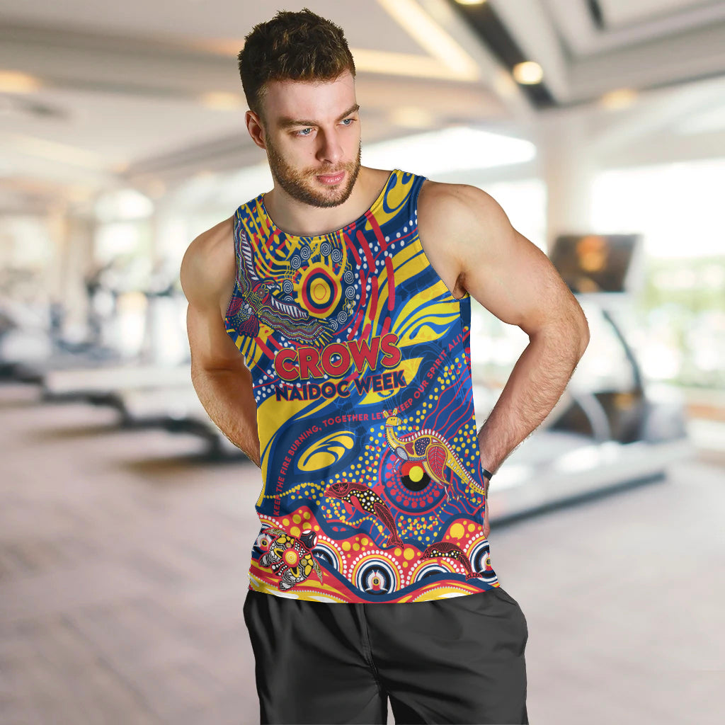 Custom NAIDOC Week 2024 Crows Men Tank Top Aboriginal Animals Keep The Fire Burning - Vibe Hoodie Shop
