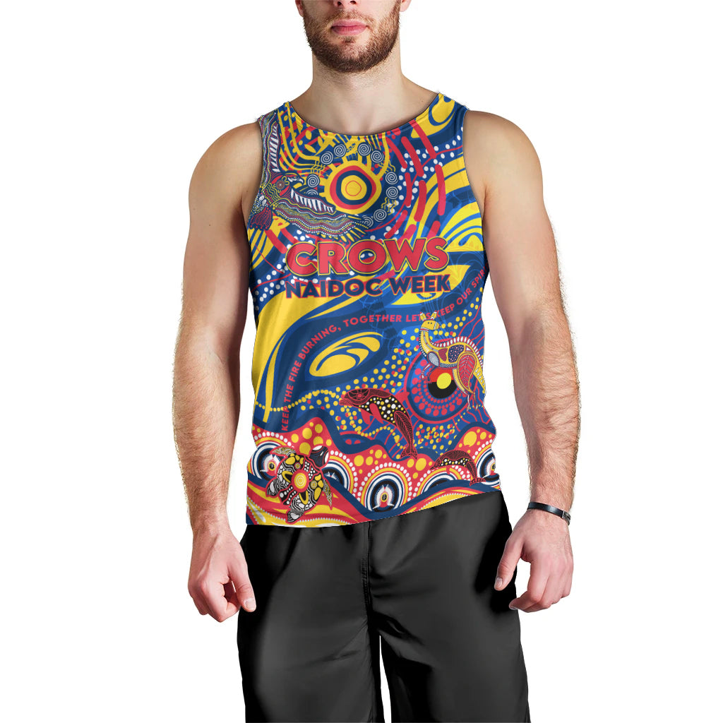 Custom NAIDOC Week 2024 Crows Men Tank Top Aboriginal Animals Keep The Fire Burning - Vibe Hoodie Shop