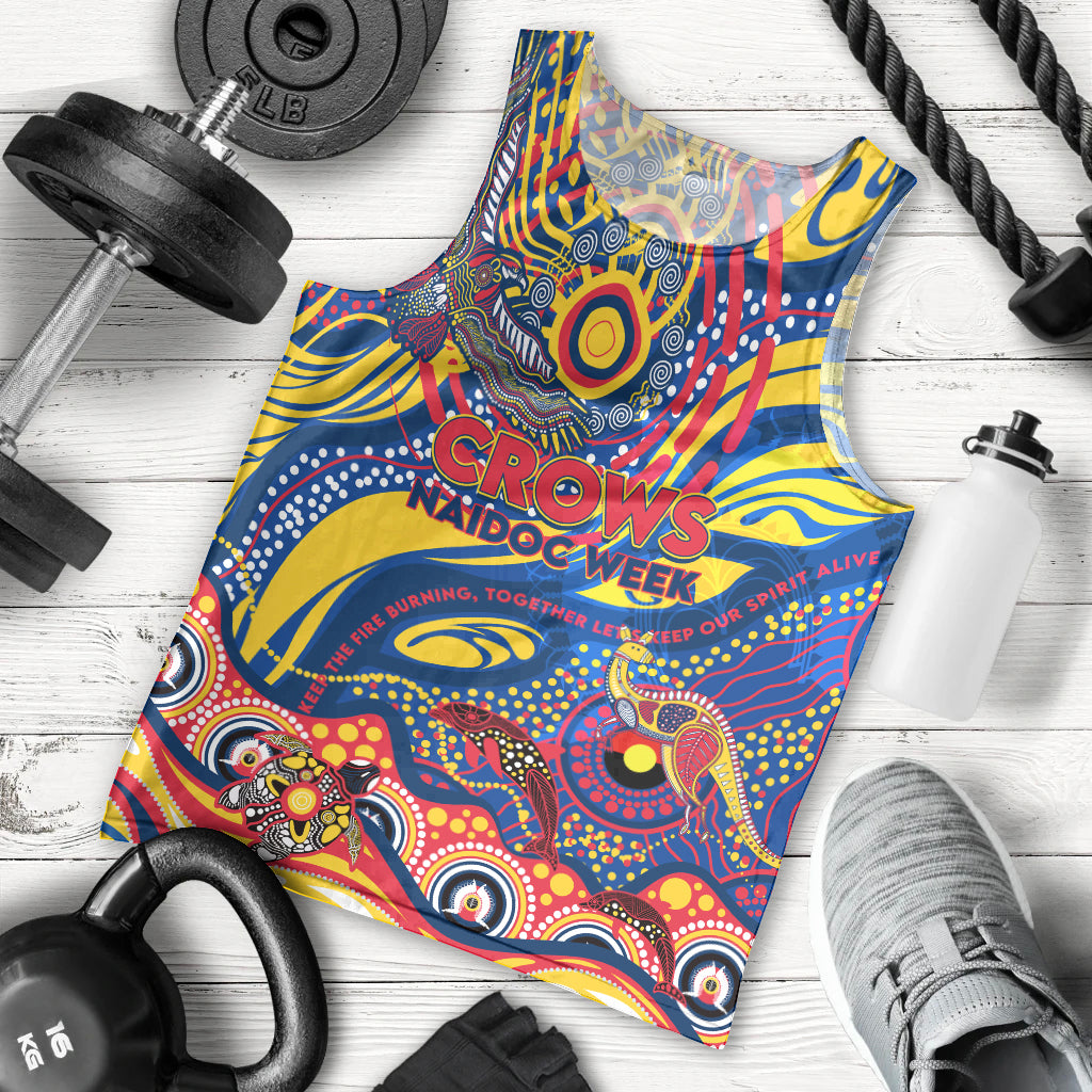 Custom NAIDOC Week 2024 Crows Men Tank Top Aboriginal Animals Keep The Fire Burning - Vibe Hoodie Shop