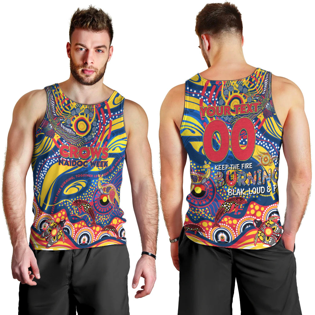 Custom NAIDOC Week 2024 Crows Men Tank Top Aboriginal Animals Keep The Fire Burning - Vibe Hoodie Shop