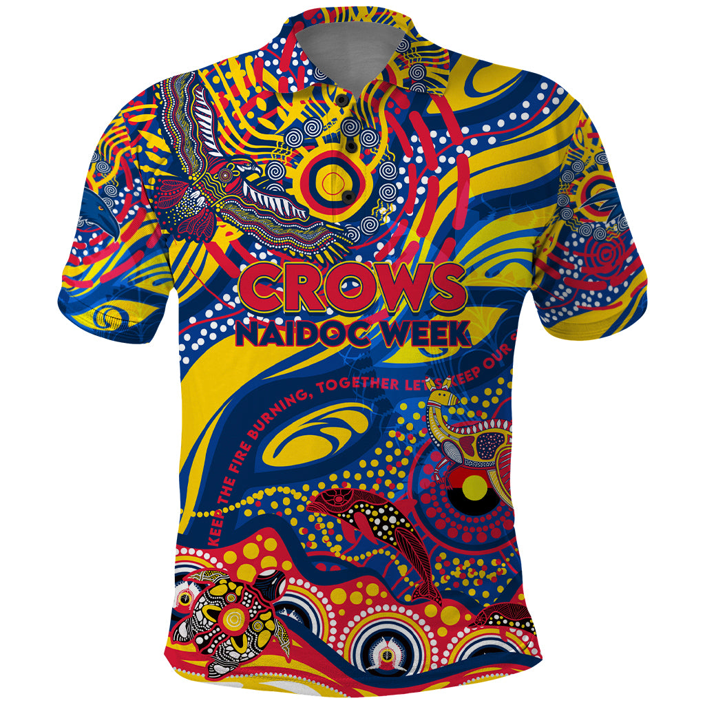 Custom NAIDOC Week 2024 Crows Polo Shirt Aboriginal Animals Keep The Fire Burning - Vibe Hoodie Shop