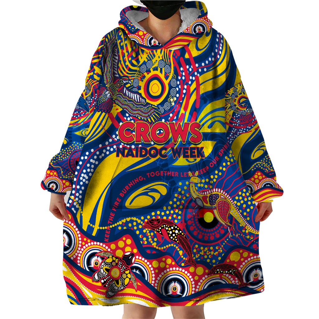 Custom NAIDOC Week 2024 Crows Wearable Blanket Hoodie Aboriginal Animals Keep The Fire Burning - Vibe Hoodie Shop