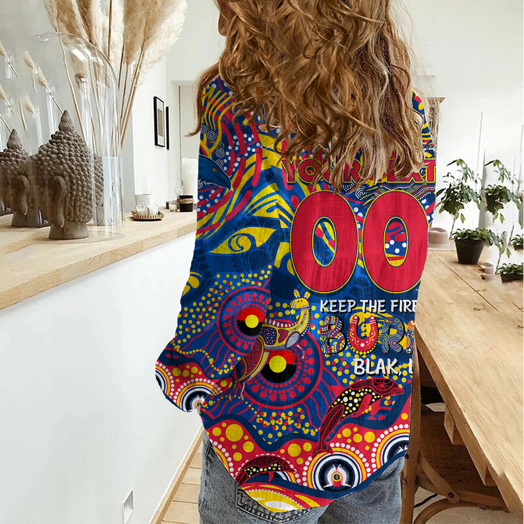 Custom NAIDOC Week 2024 Crows Women Casual Shirt Aboriginal Animals Keep The Fire Burning - Vibe Hoodie Shop