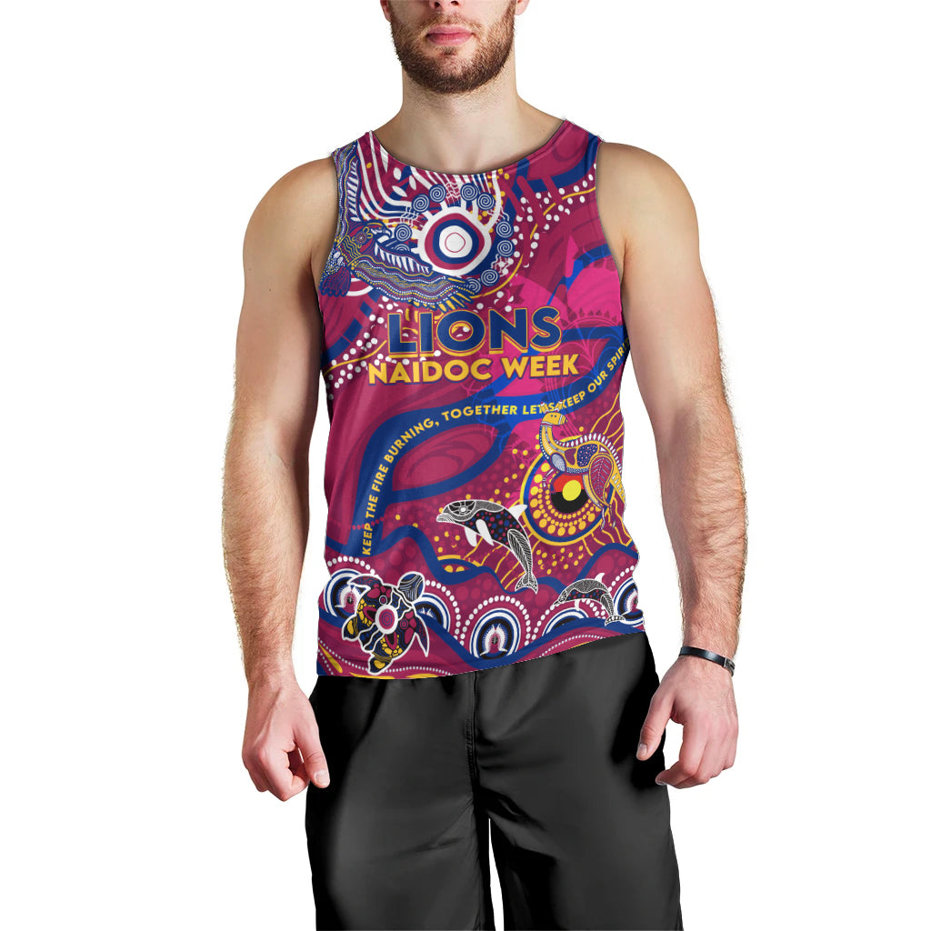 Custom NAIDOC Week 2024 Lions Men Tank Top Aboriginal Animals Keep The Fire Burning - Vibe Hoodie Shop