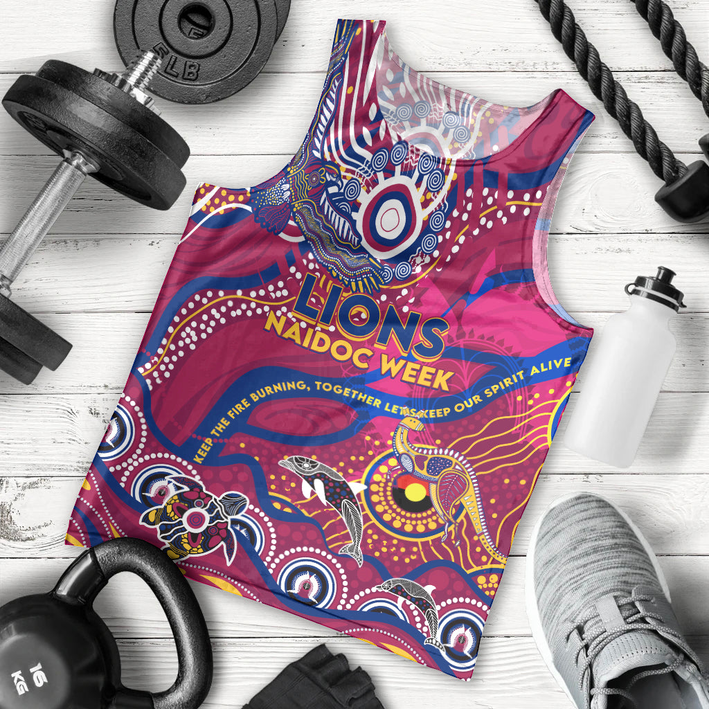 Custom NAIDOC Week 2024 Lions Men Tank Top Aboriginal Animals Keep The Fire Burning - Vibe Hoodie Shop