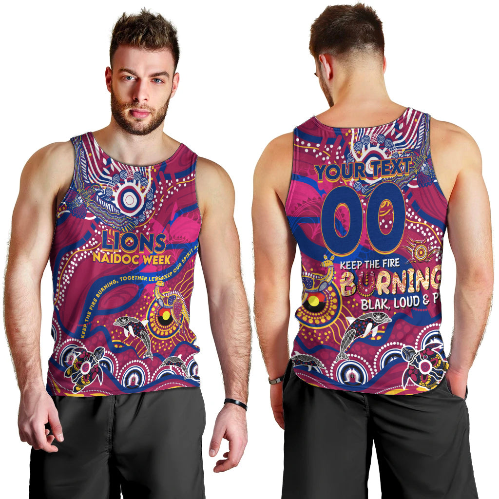 Custom NAIDOC Week 2024 Lions Men Tank Top Aboriginal Animals Keep The Fire Burning - Vibe Hoodie Shop