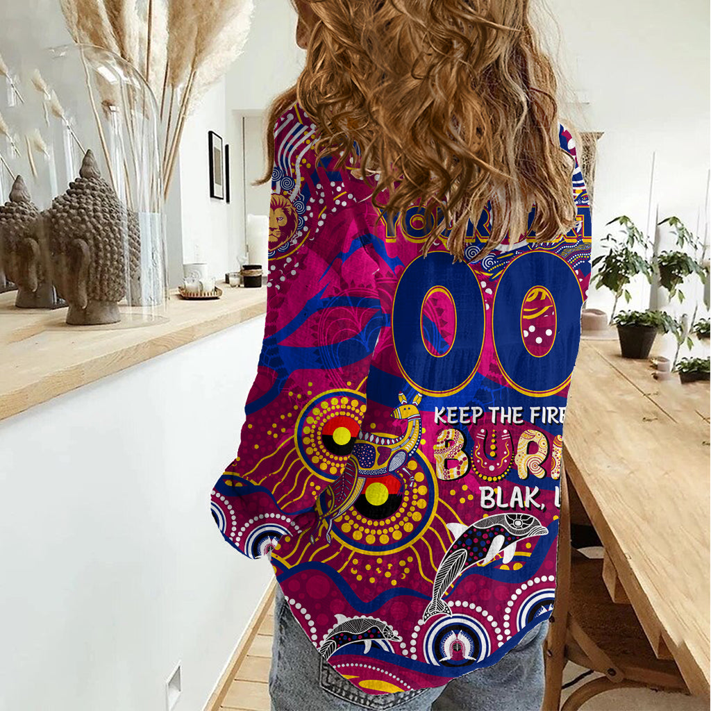 Custom NAIDOC Week 2024 Lions Women Casual Shirt Aboriginal Animals Keep The Fire Burning - Vibe Hoodie Shop
