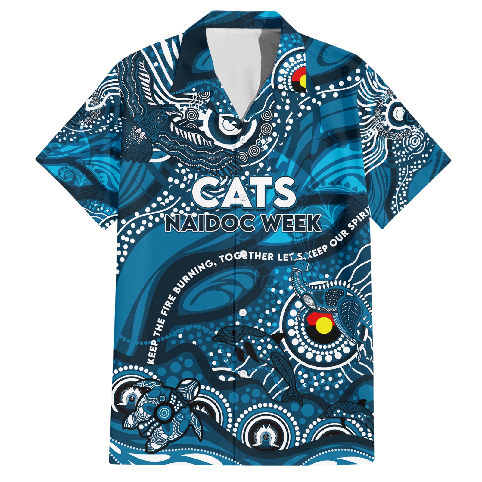 Custom NAIDOC Week 2024 Blues Hawaiian Shirt Aboriginal Animals Keep The Fire Burning - Vibe Hoodie Shop