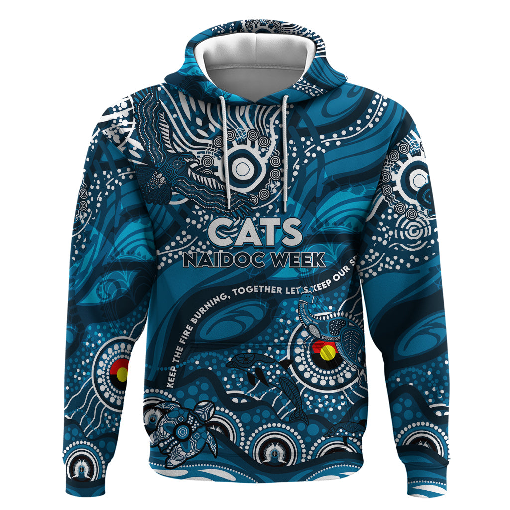 Custom NAIDOC Week 2024 Blues Hoodie Aboriginal Animals Keep The Fire Burning - Vibe Hoodie Shop