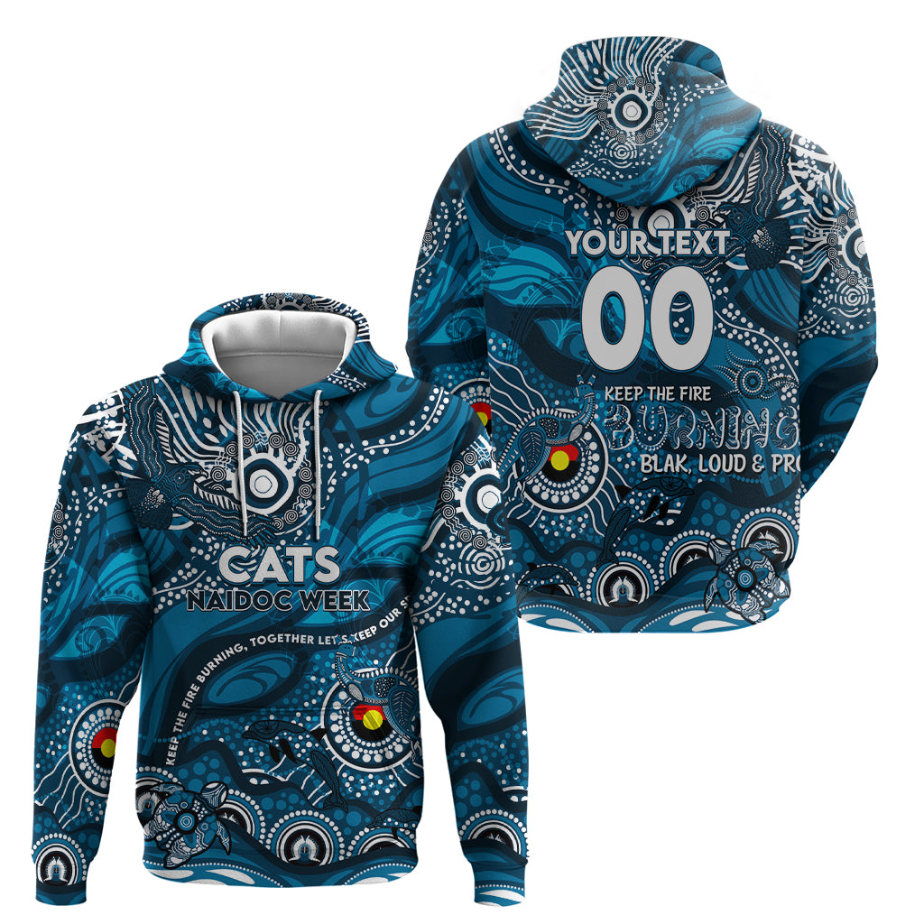 Custom NAIDOC Week 2024 Blues Hoodie Aboriginal Animals Keep The Fire Burning - Vibe Hoodie Shop