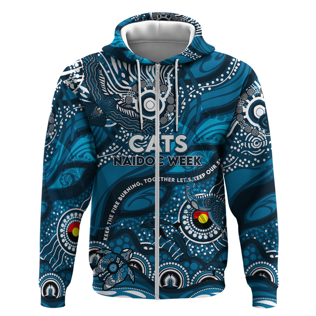 Custom NAIDOC Week 2024 Blues Hoodie Aboriginal Animals Keep The Fire Burning - Vibe Hoodie Shop