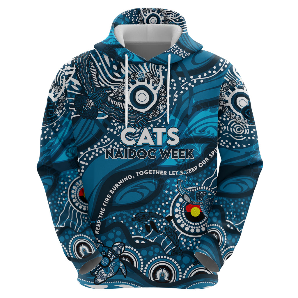 Custom NAIDOC Week 2024 Blues Hoodie Aboriginal Animals Keep The Fire Burning - Vibe Hoodie Shop