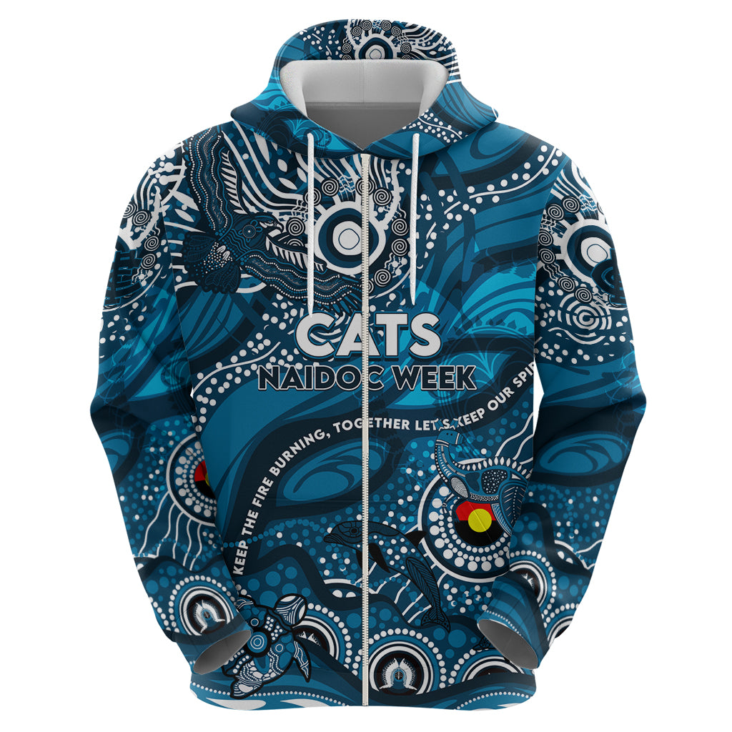 Custom NAIDOC Week 2024 Blues Hoodie Aboriginal Animals Keep The Fire Burning - Vibe Hoodie Shop