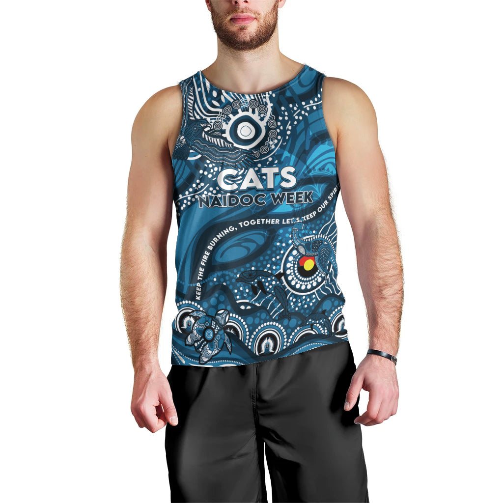 Custom NAIDOC Week 2024 Blues Men Tank Top Aboriginal Animals Keep The Fire Burning - Vibe Hoodie Shop