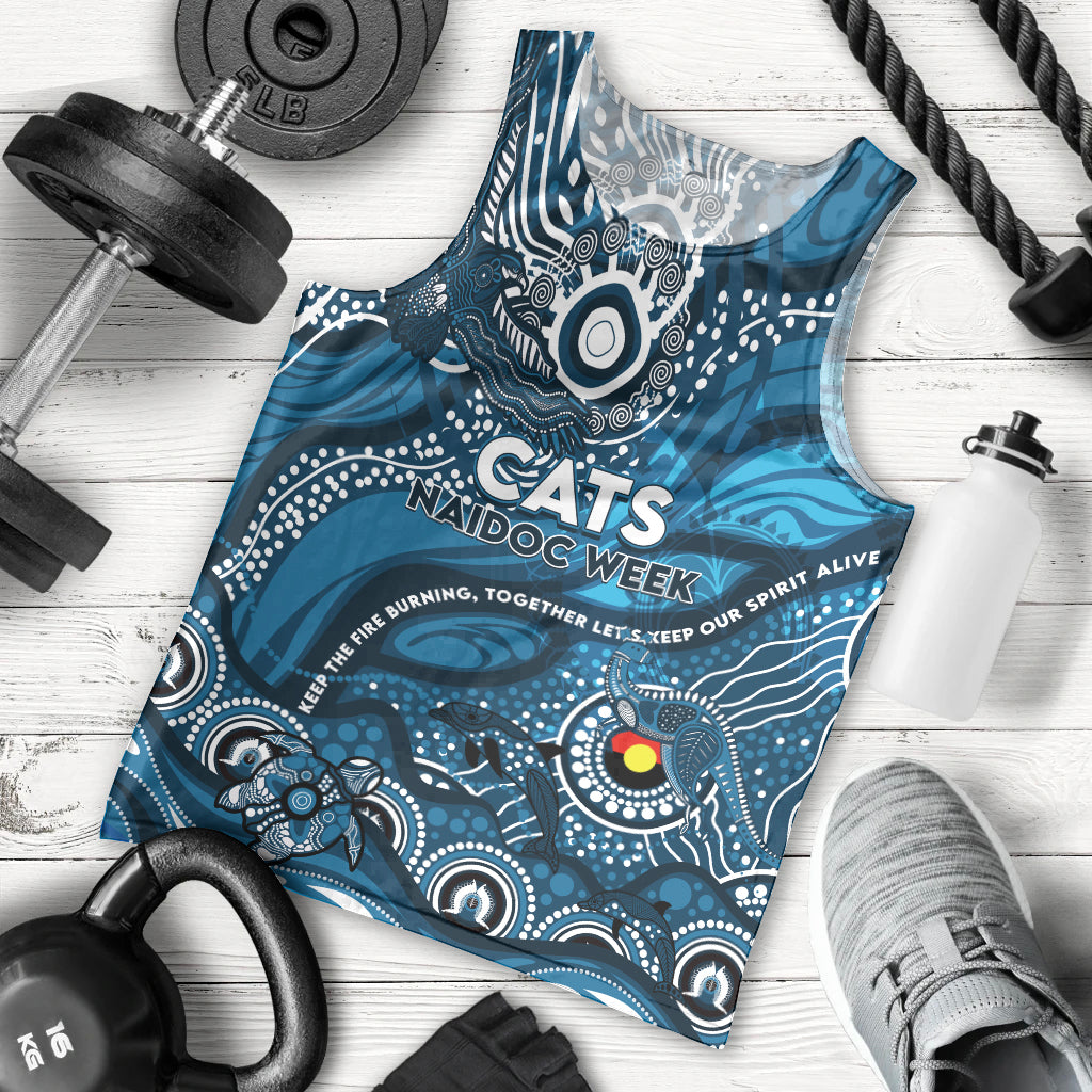 Custom NAIDOC Week 2024 Blues Men Tank Top Aboriginal Animals Keep The Fire Burning - Vibe Hoodie Shop