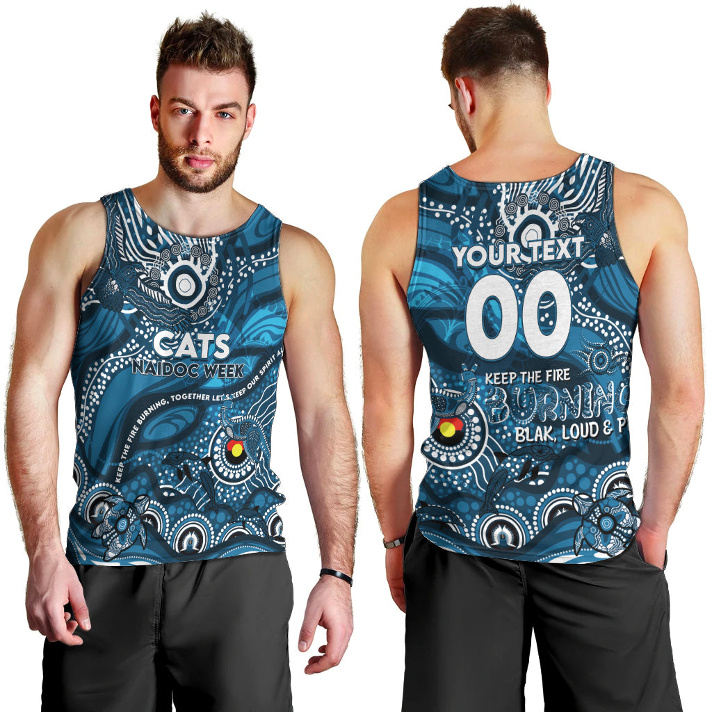 Custom NAIDOC Week 2024 Blues Men Tank Top Aboriginal Animals Keep The Fire Burning - Vibe Hoodie Shop