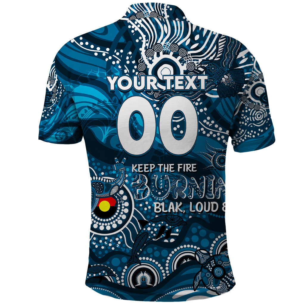 Custom NAIDOC Week 2024 Blues Polo Shirt Aboriginal Animals Keep The Fire Burning - Vibe Hoodie Shop