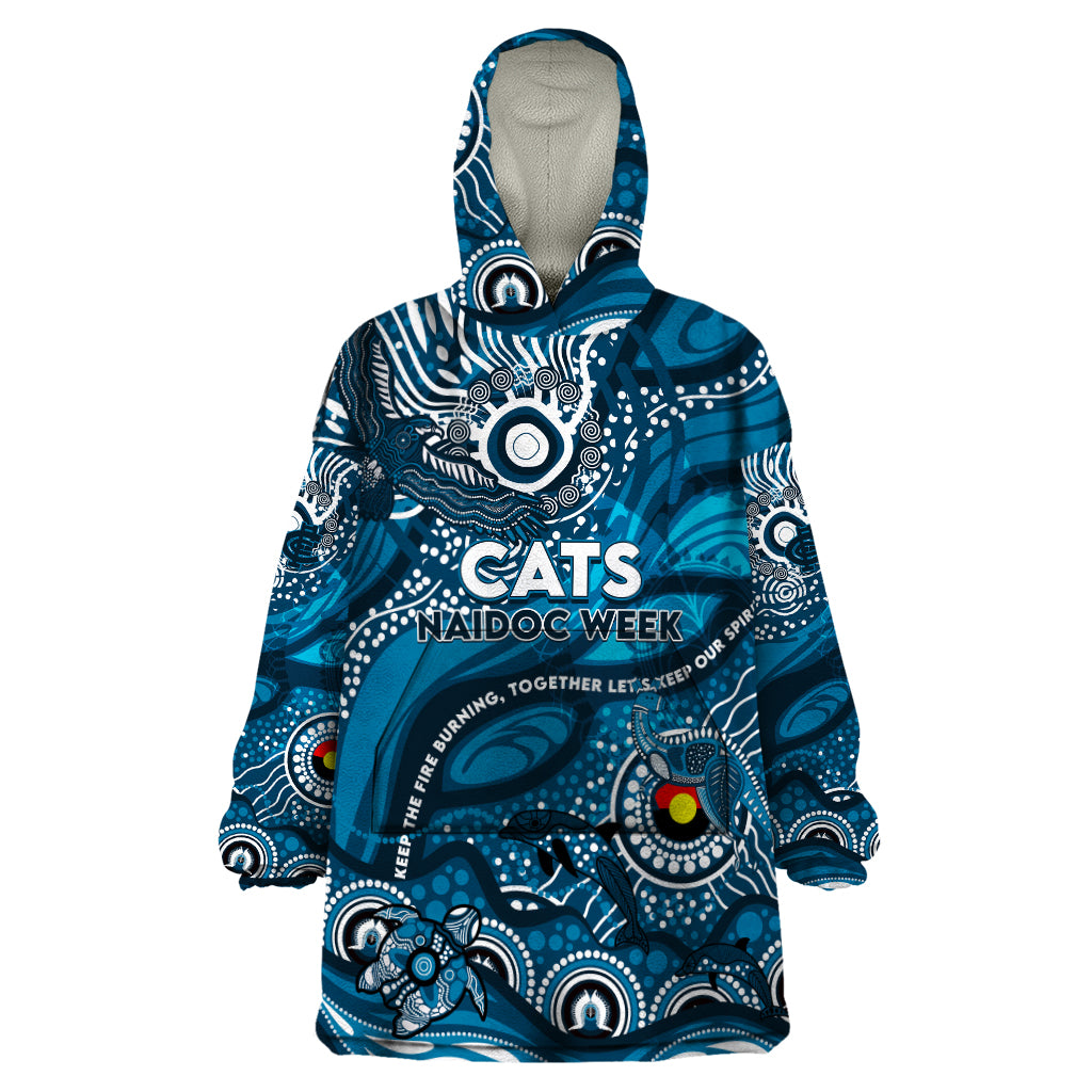 Custom NAIDOC Week 2024 Blues Wearable Blanket Hoodie Aboriginal Animals Keep The Fire Burning - Vibe Hoodie Shop