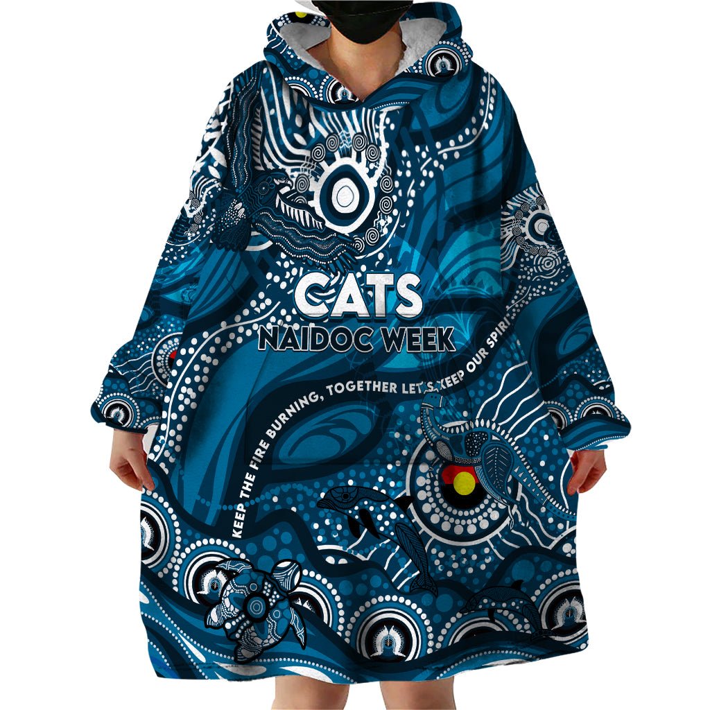 Custom NAIDOC Week 2024 Blues Wearable Blanket Hoodie Aboriginal Animals Keep The Fire Burning - Vibe Hoodie Shop