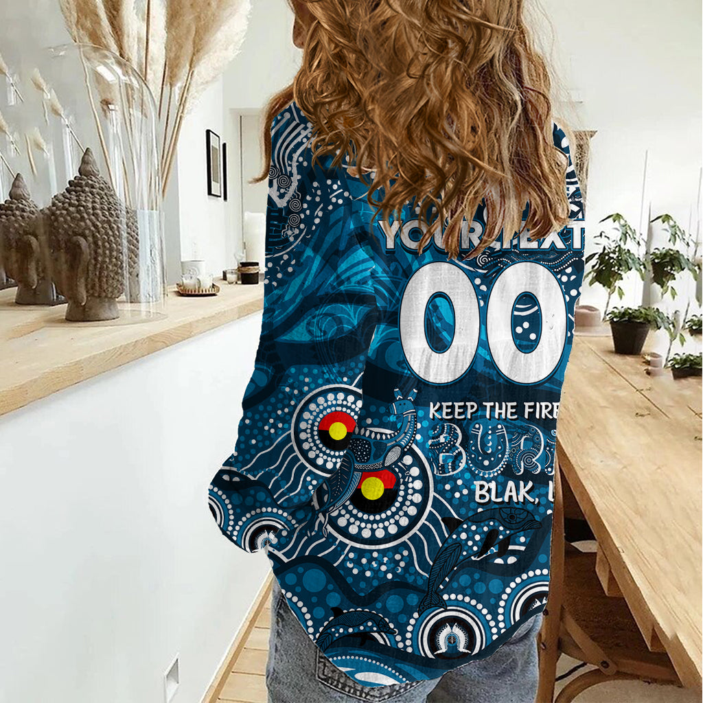 Custom NAIDOC Week 2024 Blues Women Casual Shirt Aboriginal Animals Keep The Fire Burning - Vibe Hoodie Shop