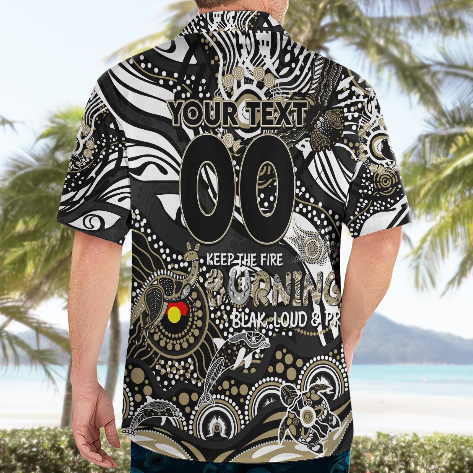 Custom NAIDOC Week 2024 Magpies Hawaiian Shirt Aboriginal Animals Keep The Fire Burning - Vibe Hoodie Shop