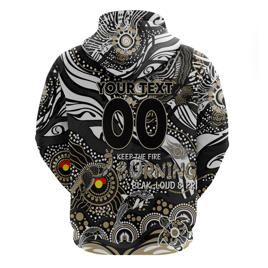 Custom NAIDOC Week 2024 Magpies Hoodie Aboriginal Animals Keep The Fire Burning - Vibe Hoodie Shop