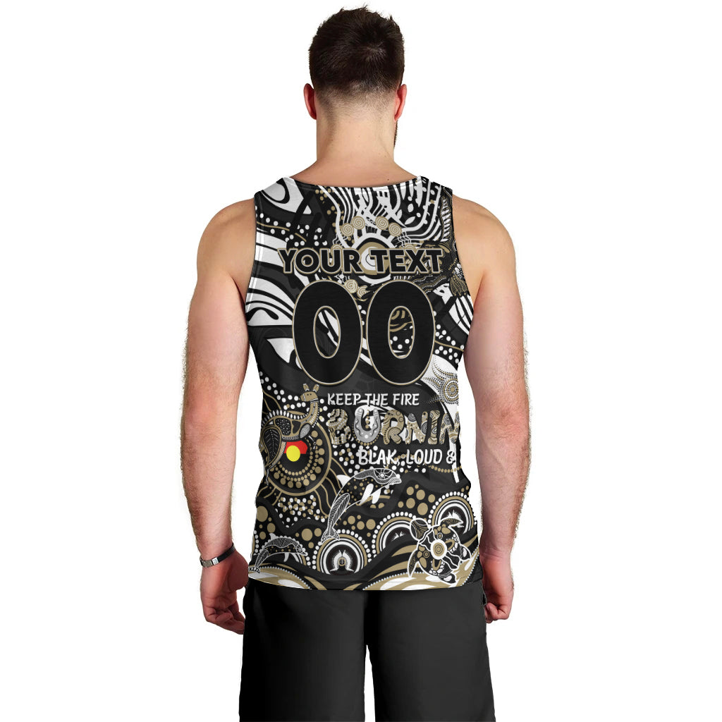 Custom NAIDOC Week 2024 Magpies Men Tank Top Aboriginal Animals Keep The Fire Burning - Vibe Hoodie Shop