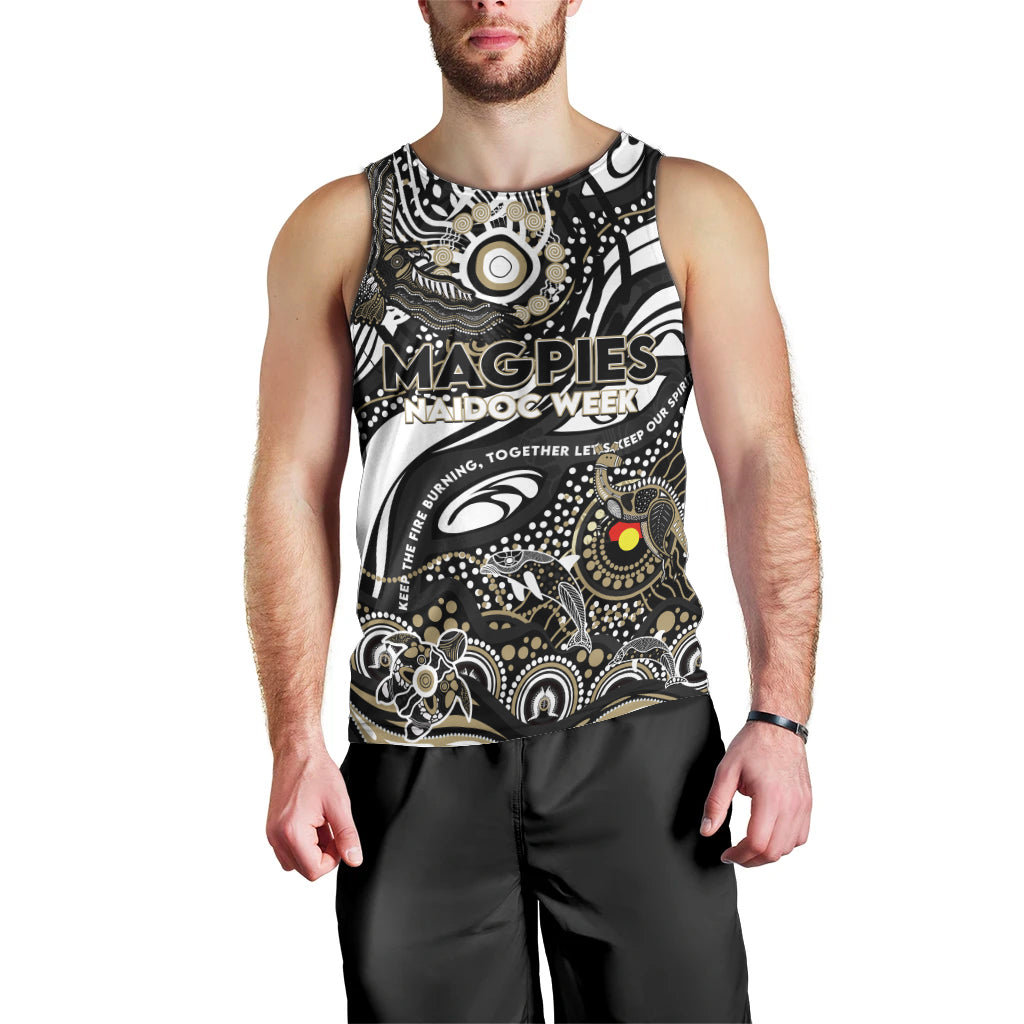Custom NAIDOC Week 2024 Magpies Men Tank Top Aboriginal Animals Keep The Fire Burning - Vibe Hoodie Shop