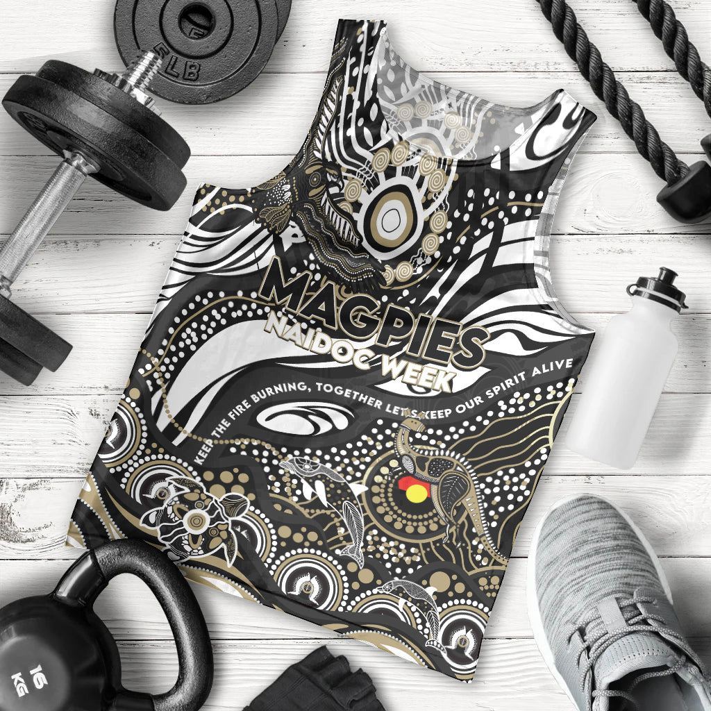 Custom NAIDOC Week 2024 Magpies Men Tank Top Aboriginal Animals Keep The Fire Burning - Vibe Hoodie Shop