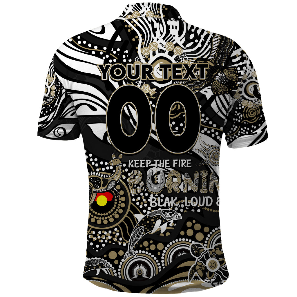 Custom NAIDOC Week 2024 Magpies Polo Shirt Aboriginal Animals Keep The Fire Burning - Vibe Hoodie Shop