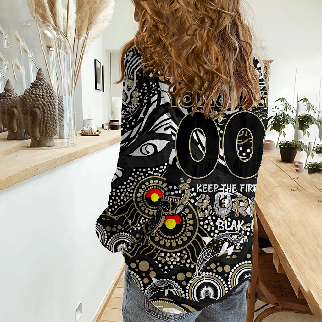 Custom NAIDOC Week 2024 Magpies Women Casual Shirt Aboriginal Animals Keep The Fire Burning - Vibe Hoodie Shop