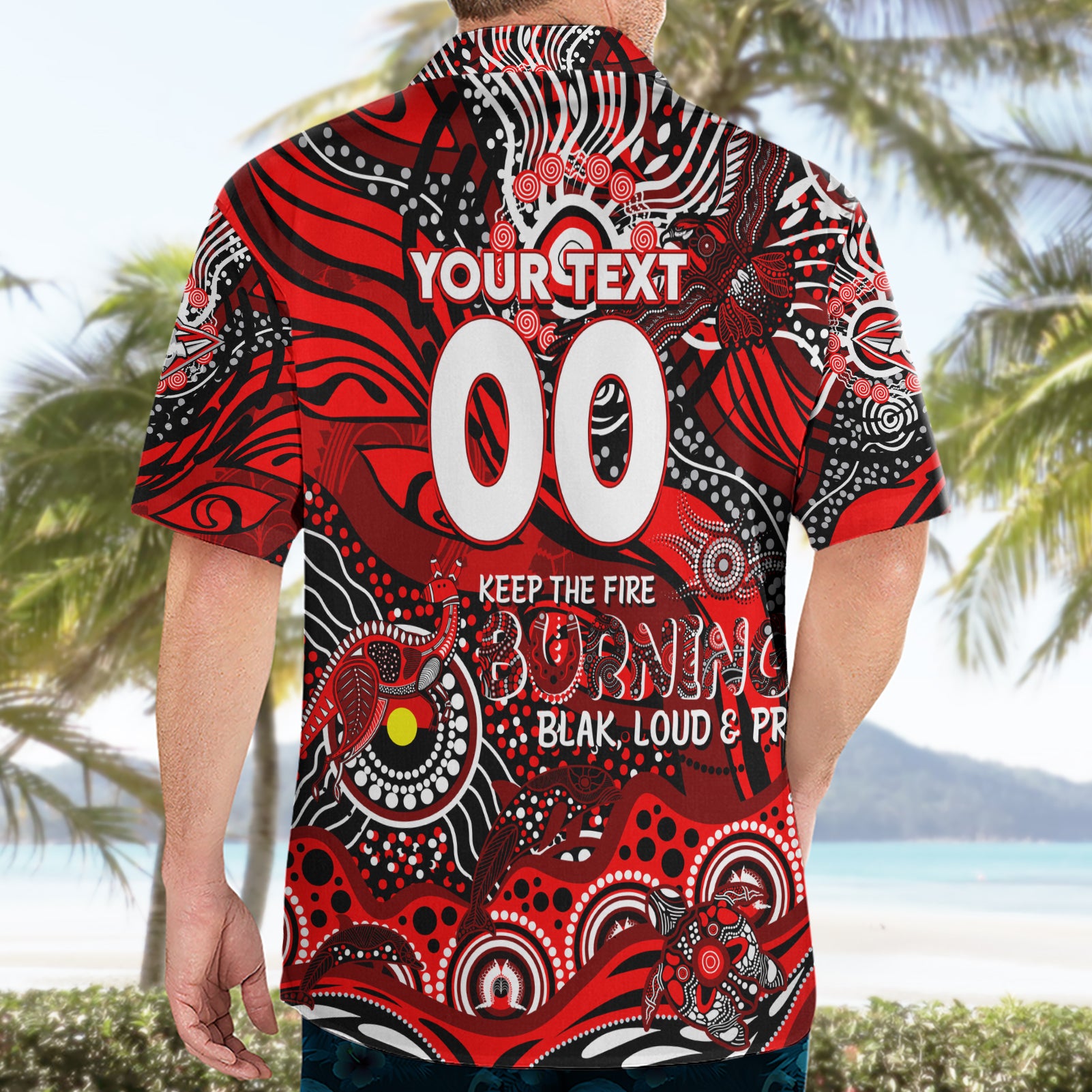 Custom NAIDOC Week 2024 Bombers Hawaiian Shirt Aboriginal Animals Keep The Fire Burning - Vibe Hoodie Shop