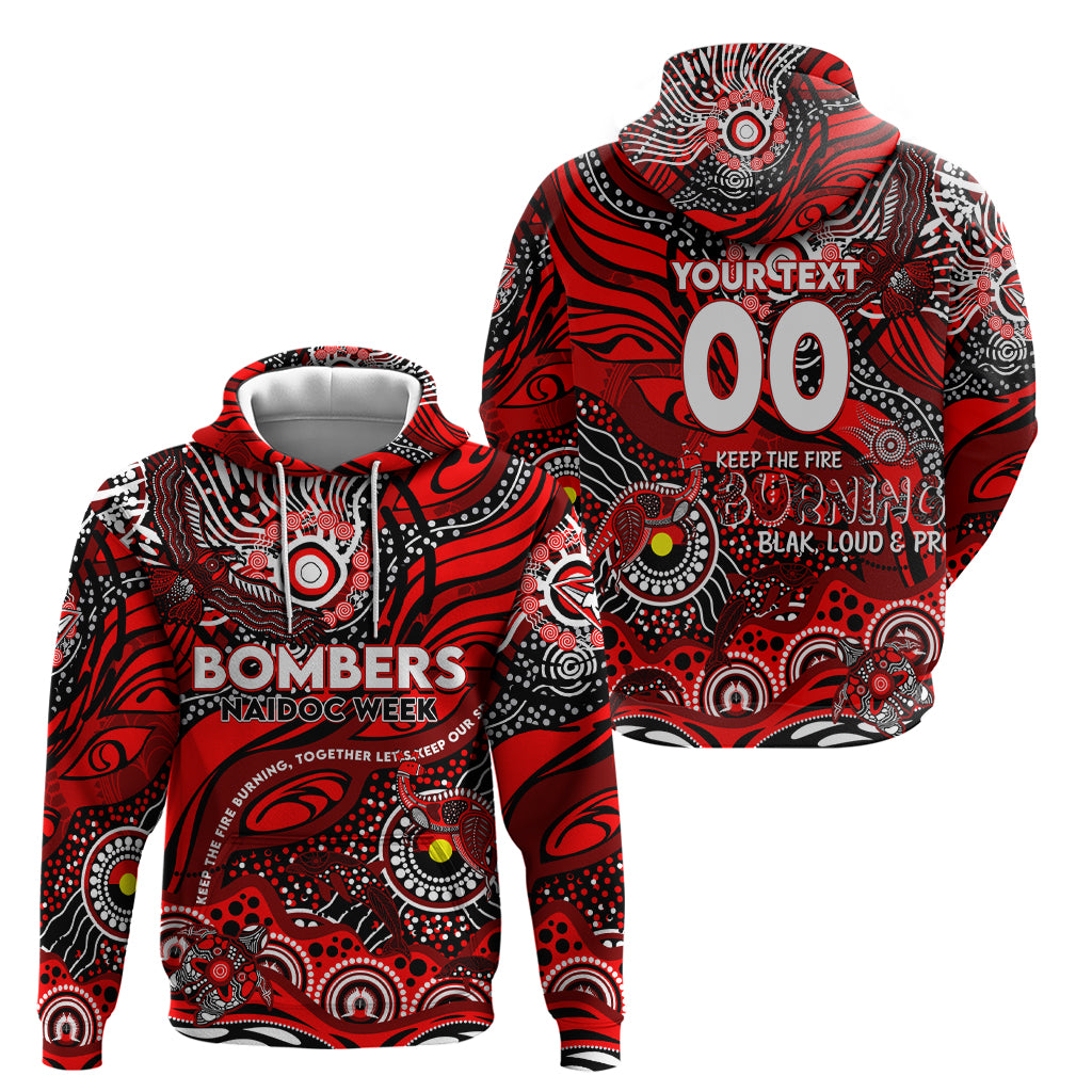 Custom NAIDOC Week 2024 Bombers Hoodie Aboriginal Animals Keep The Fire Burning - Vibe Hoodie Shop