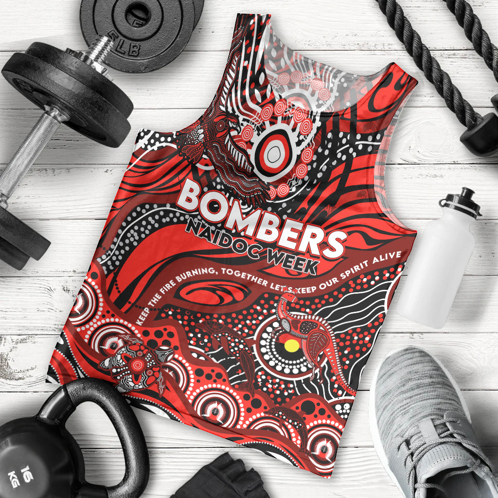 Custom NAIDOC Week 2024 Bombers Men Tank Top Aboriginal Animals Keep The Fire Burning - Vibe Hoodie Shop