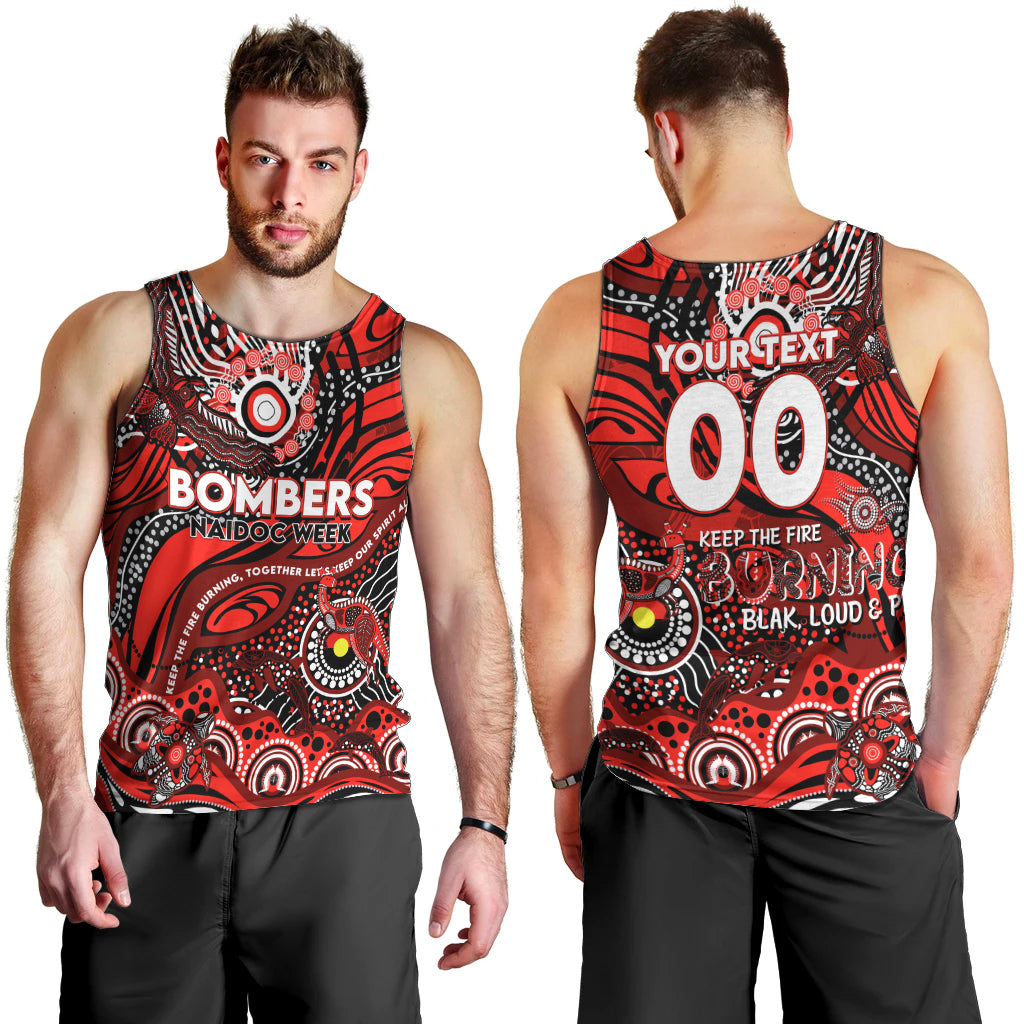 Custom NAIDOC Week 2024 Bombers Men Tank Top Aboriginal Animals Keep The Fire Burning - Vibe Hoodie Shop