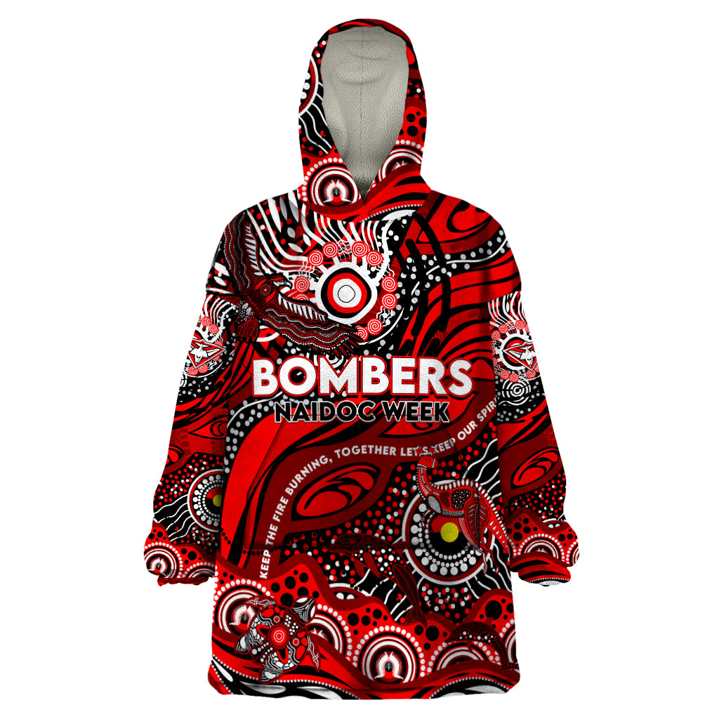 Custom NAIDOC Week 2024 Bombers Wearable Blanket Hoodie Aboriginal Animals Keep The Fire Burning - Vibe Hoodie Shop