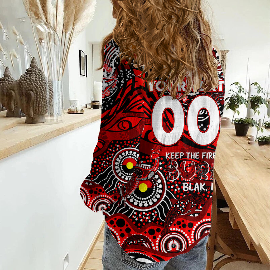 Custom NAIDOC Week 2024 Bombers Women Casual Shirt Aboriginal Animals Keep The Fire Burning - Vibe Hoodie Shop