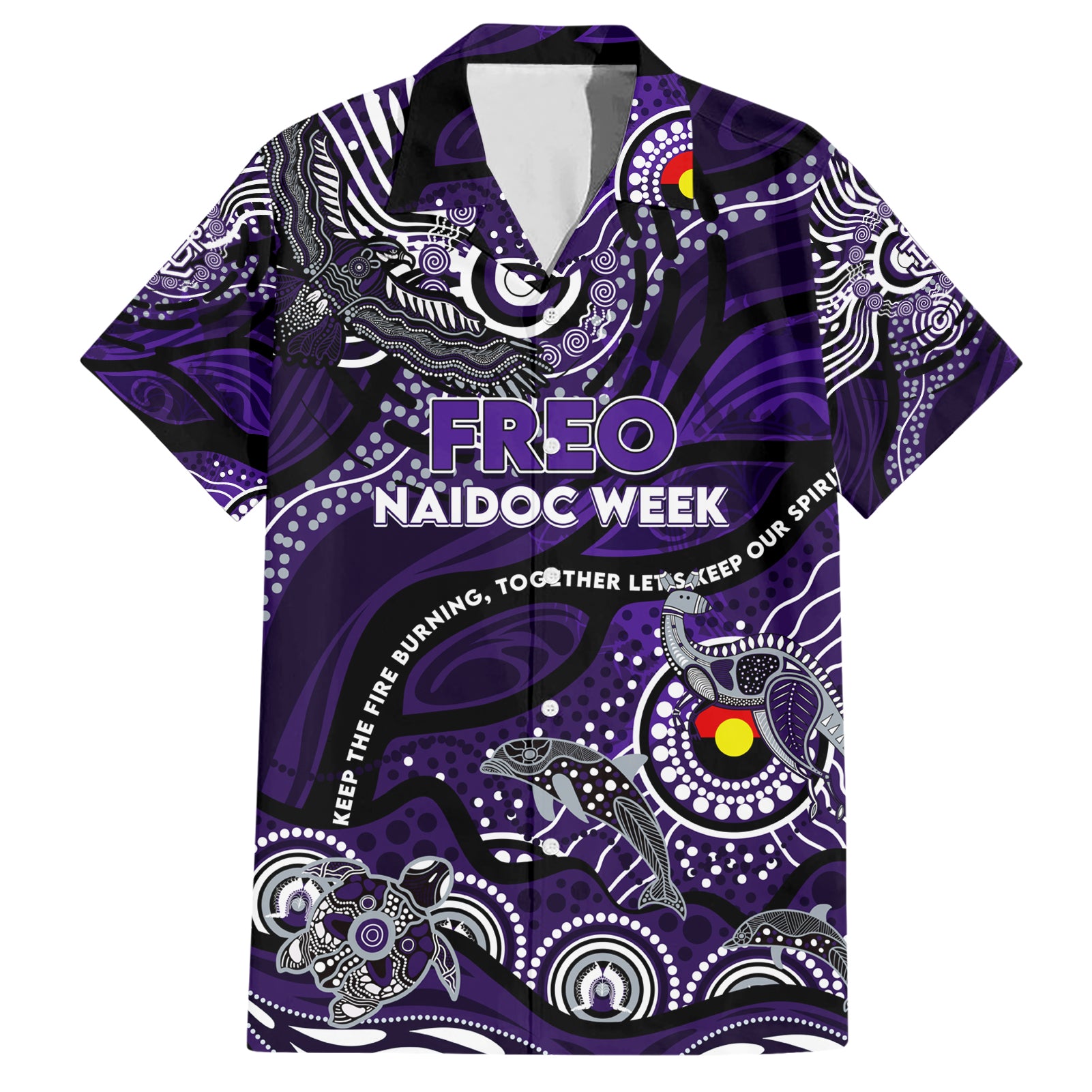 Custom NAIDOC Week 2024 Freo Hawaiian Shirt Aboriginal Animals Keep The Fire Burning - Vibe Hoodie Shop