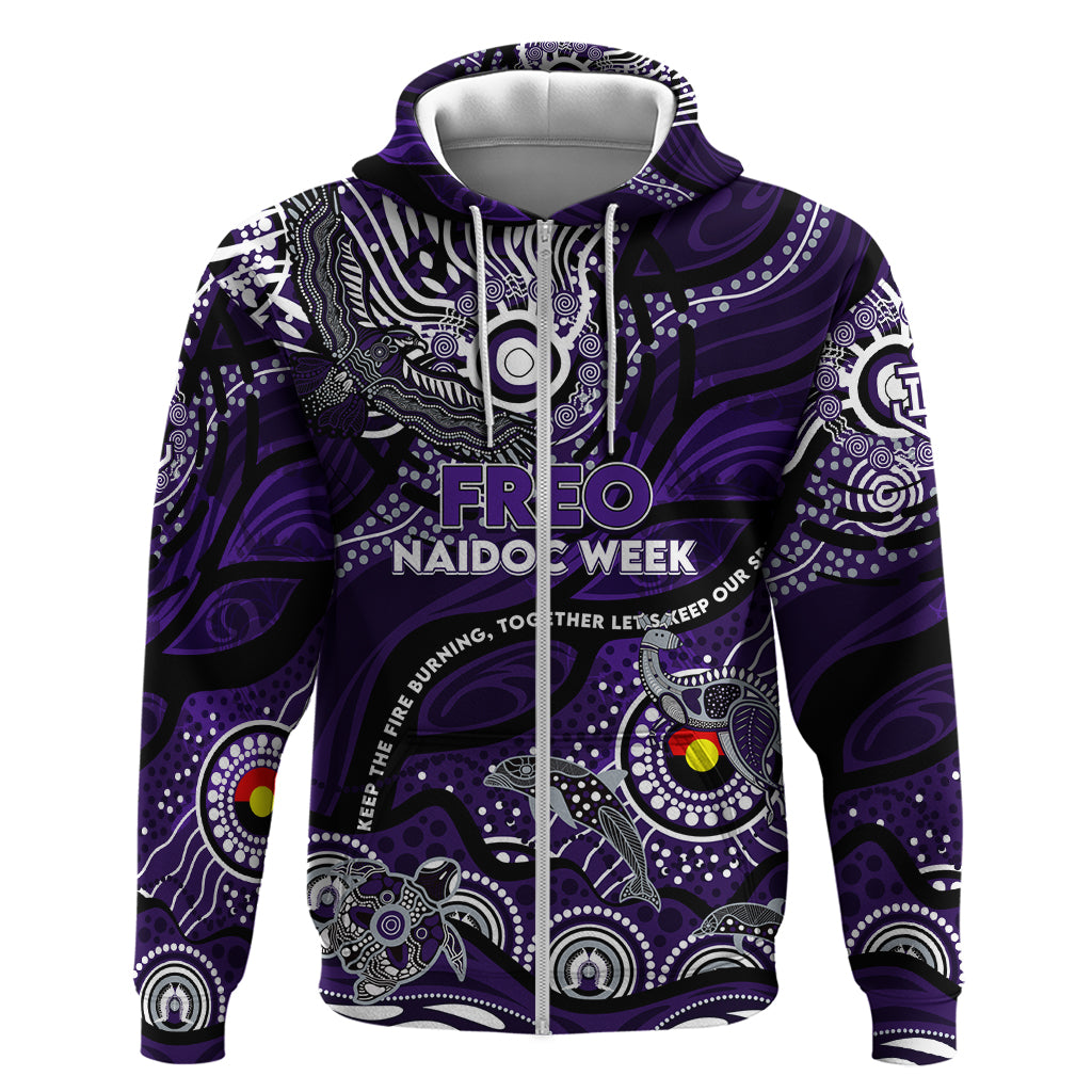 Custom NAIDOC Week 2024 Freo Hoodie Aboriginal Animals Keep The Fire Burning - Vibe Hoodie Shop